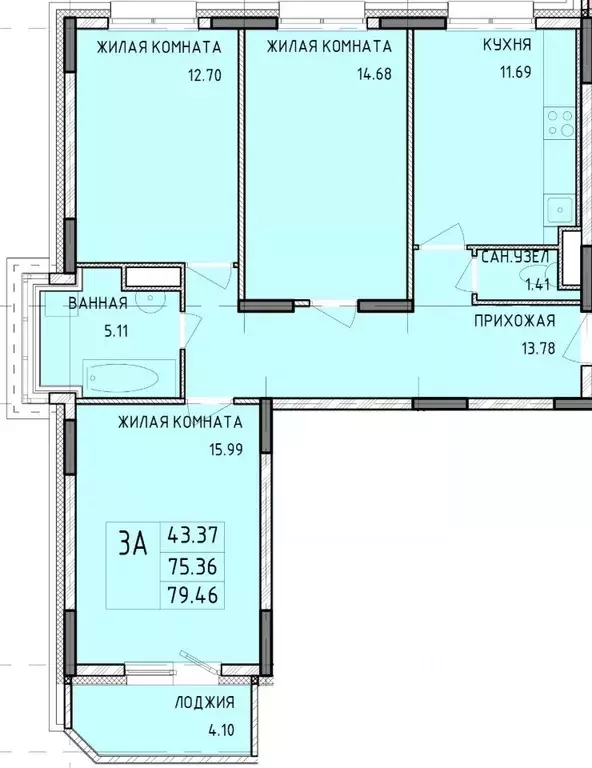 3-к кв. Тульская область, Тула Рязанская ул., 23 (79.46 м) - Фото 0