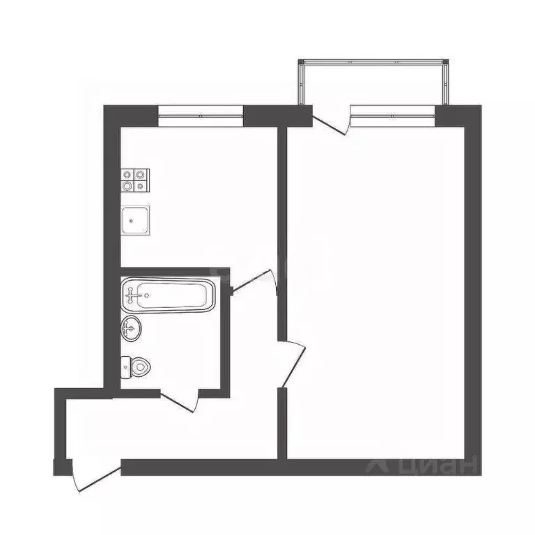 1-к кв. Тульская область, Узловая Октябрьская ул., 16 (29.8 м) - Фото 2