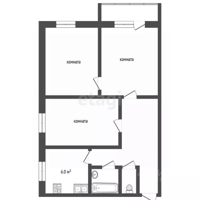 3-к кв. Архангельская область, Котлас ул. Ермакова, 3 (51.3 м) - Фото 1
