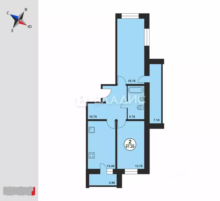 2-к кв. Владимирская область, Владимир ул. Лакина, 2 (67.2 м) - Фото 0