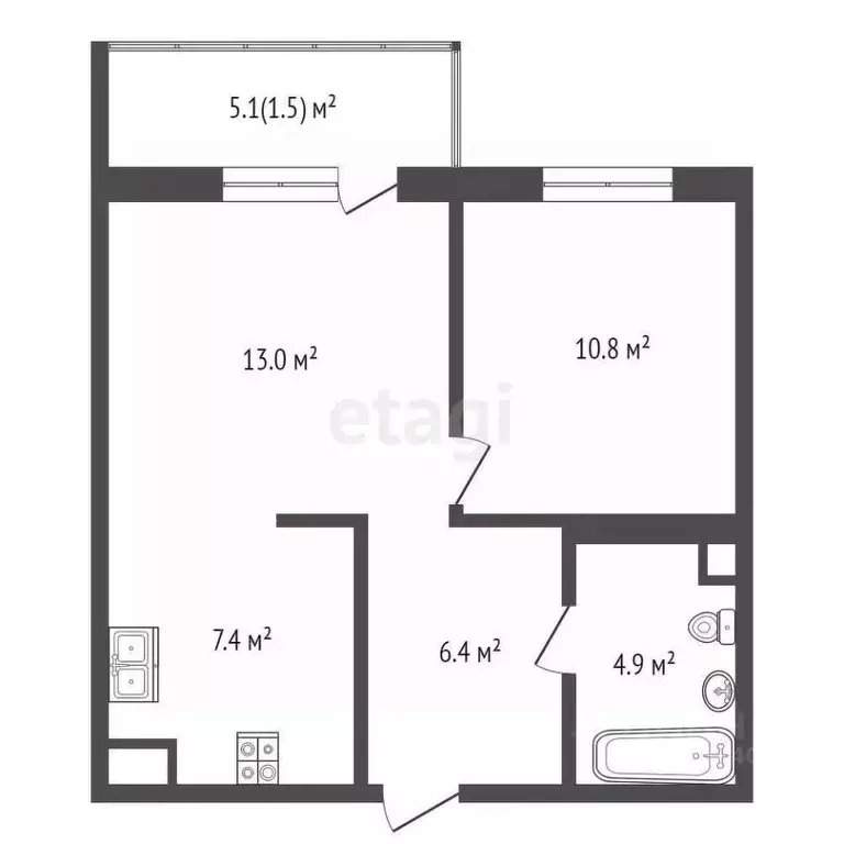 2-к кв. Тюменская область, Тюмень Профсоюзная ул., 61 (43.9 м) - Фото 0