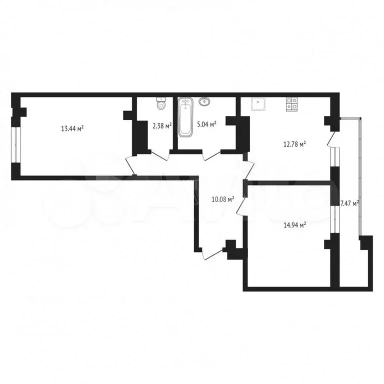2-к. квартира, 70 м, 2/18 эт. - Фото 0