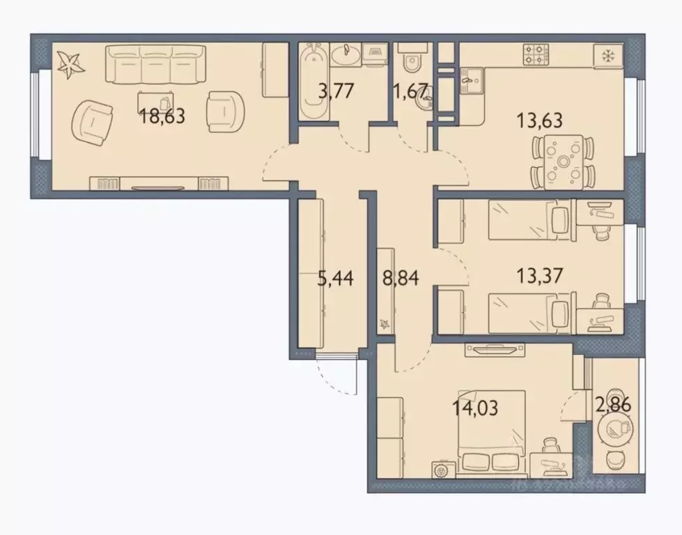 3-к кв. Брянская область, Брянск просп. Станке Димитрова, 67к7 (80.1 ... - Фото 1