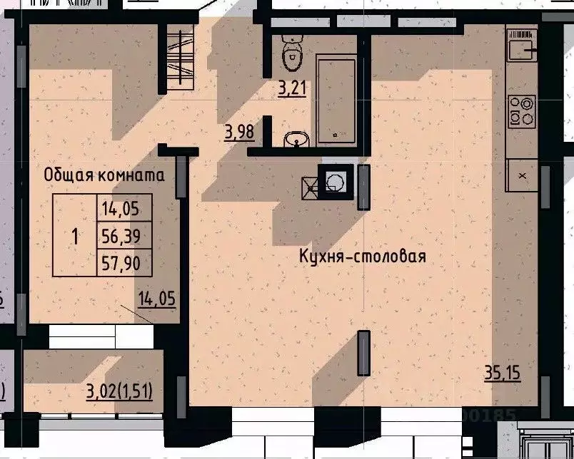 1-к кв. Саха (Якутия), Якутск пос. Геологов,  (57.9 м) - Фото 0