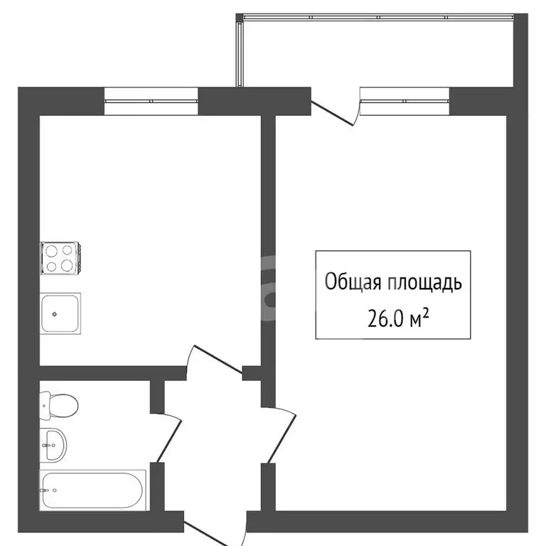 1-комнатная квартира: Томск, улица Смирнова, 48/1 (27 м) - Фото 0