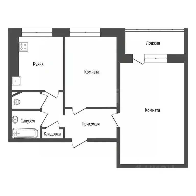 2-к кв. Башкортостан, Уфа Бакалинская ул., 66/4 (43.4 м) - Фото 1