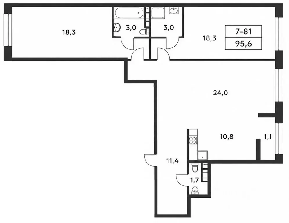 3-к кв. Москва бул. Скандинавский, 19 (94.7 м) - Фото 2