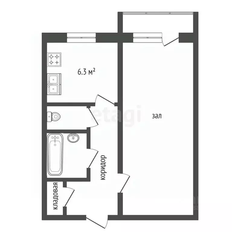 1-к кв. Саратовская область, Балашов ул. Энтузиастов, 20 (33.3 м) - Фото 2