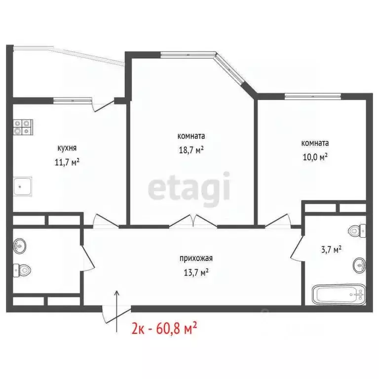 2-к кв. Свердловская область, Екатеринбург ул. Бакинских Комиссаров, ... - Фото 2