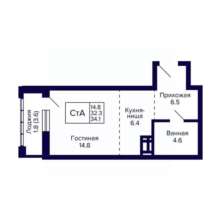 Студия Новосибирская область, Новосибирск ул. Фрунзе, с1 (34.1 м) - Фото 0