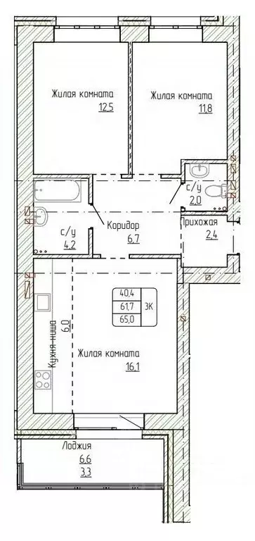 3-к кв. Алтайский край, Новоалтайск ул. Титова, 6 (65.0 м) - Фото 0