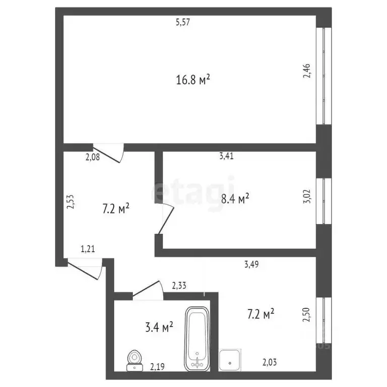 2-к кв. Кемеровская область, Топки ул. Луначарского, 9 (40.9 м) - Фото 1