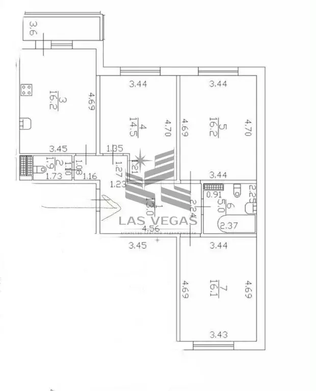 3-к кв. Санкт-Петербург ул. Бабушкина, 84к1 (84.0 м) - Фото 1