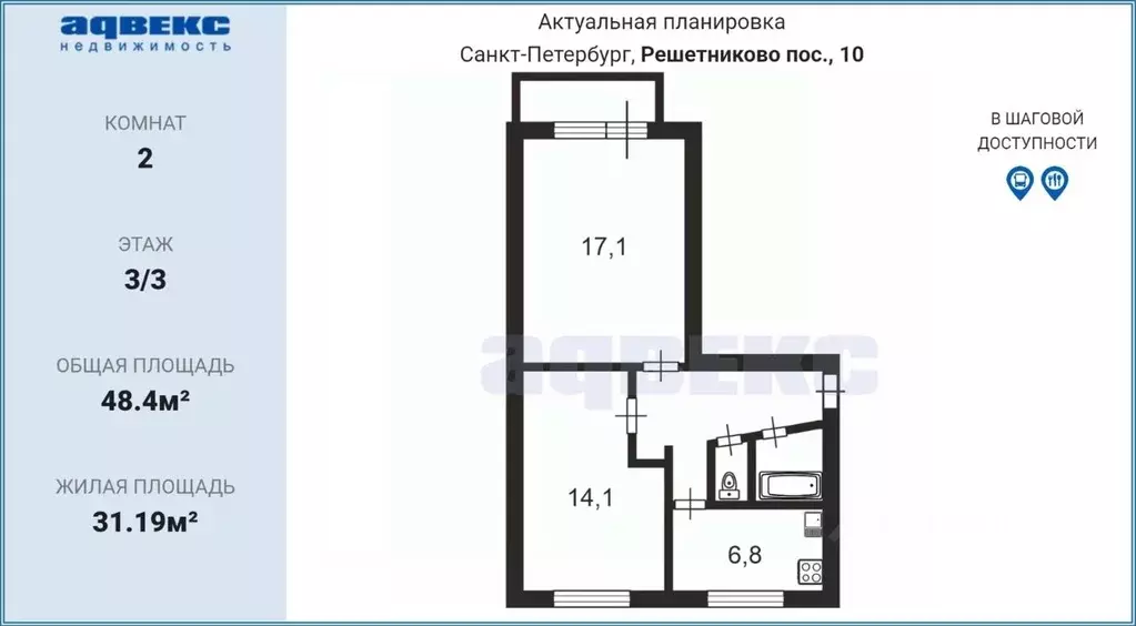 2-к кв. Санкт-Петербург, Санкт-Петербург, Зеленогорск Решетниково ... - Фото 1