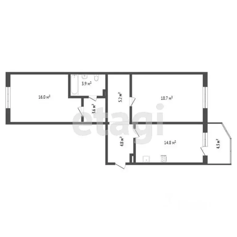 2-к кв. Ханты-Мансийский АО, Сургут ул. Семена Билецкого, 1 (68.0 м) - Фото 1