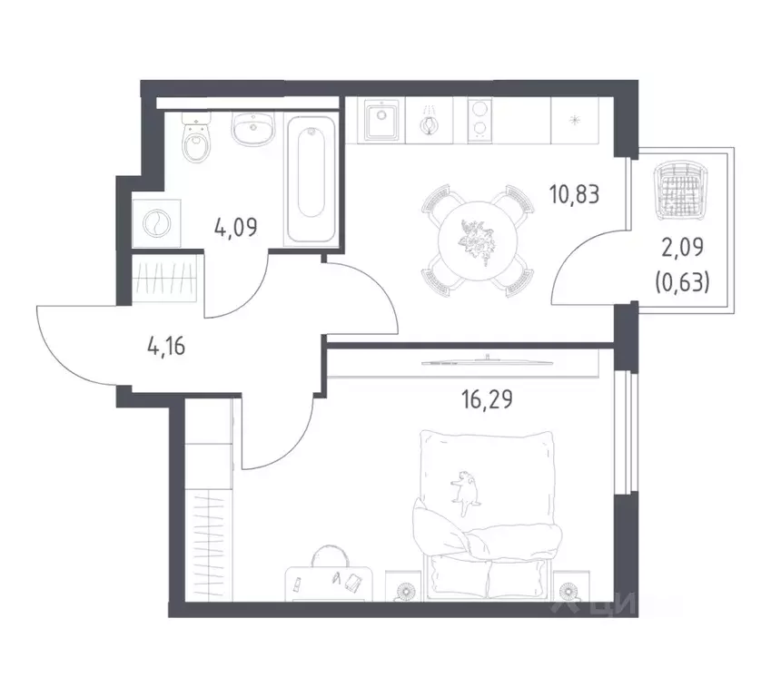1-к кв. Московская область, Ленинский городской округ, д. Коробово ... - Фото 1