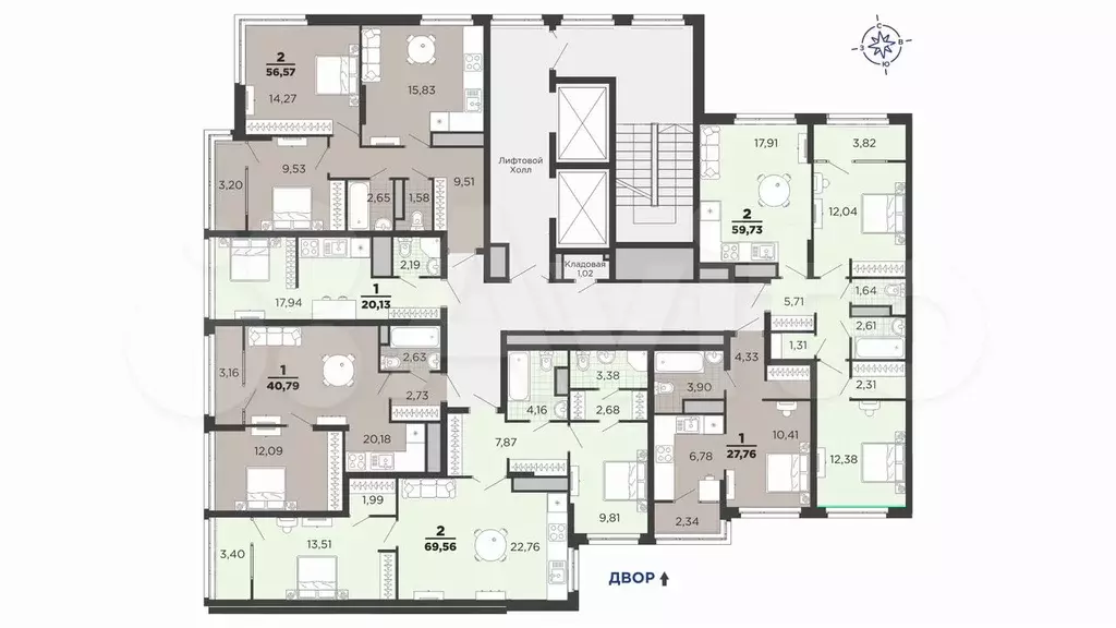 Квартира-студия, 27,8 м, 14/25 эт. - Фото 1