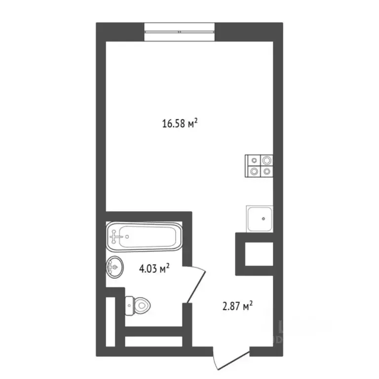 Студия Тюменская область, Тюмень Ставропольская ул., 160 (23.48 м) - Фото 1