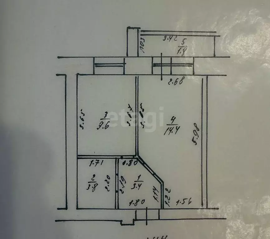 1-к кв. Татарстан, Казань Ново-Светлая ул., 20 (31.2 м) - Фото 2