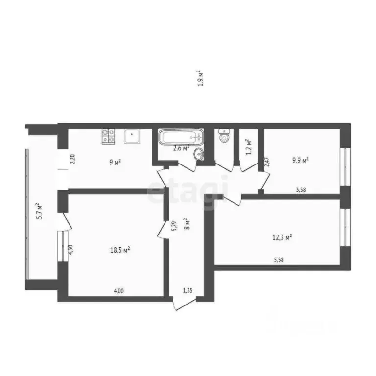 3-к кв. Крым, Сакский район, с. Крымское ул. Парковая (65.0 м) - Фото 2