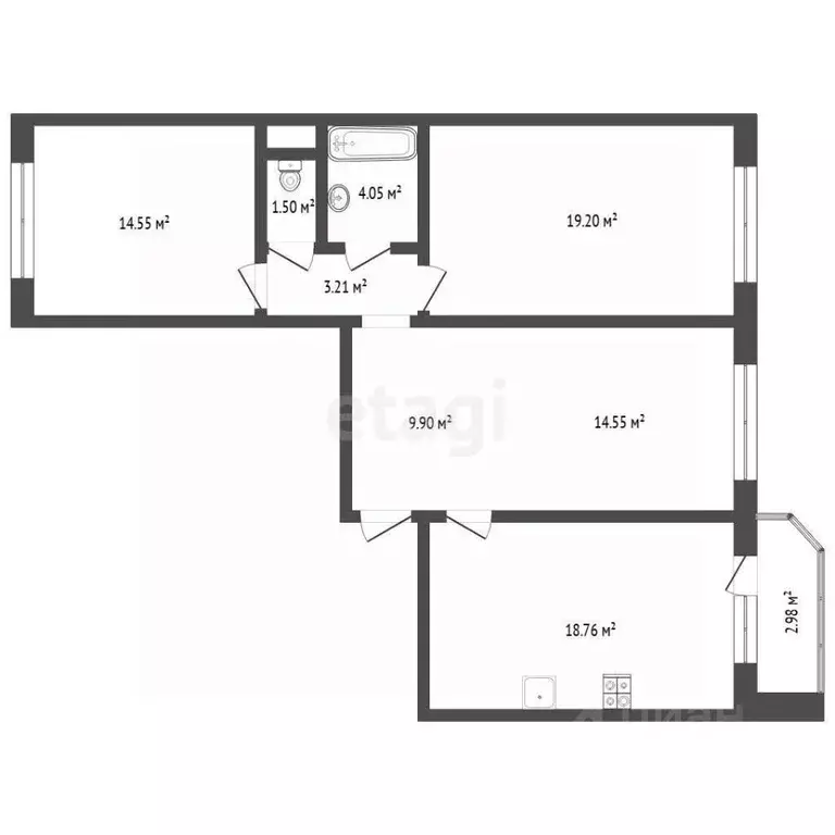 3-к кв. Тюменская область, Тюмень ул. Николая Семенова, 33 (90.2 м) - Фото 1