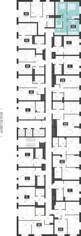2-к. квартира, 44,9 м, 2/25 эт. - Фото 1