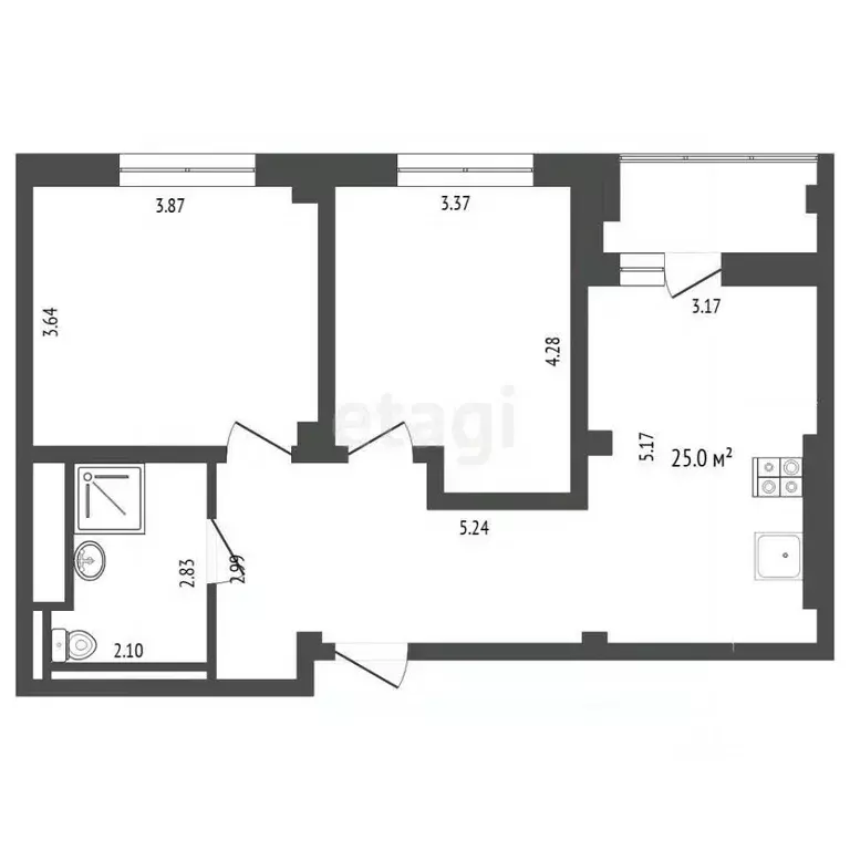 2-к кв. Тюменская область, Тюмень ул. Константина Посьета, 6 (62.0 м) - Фото 2
