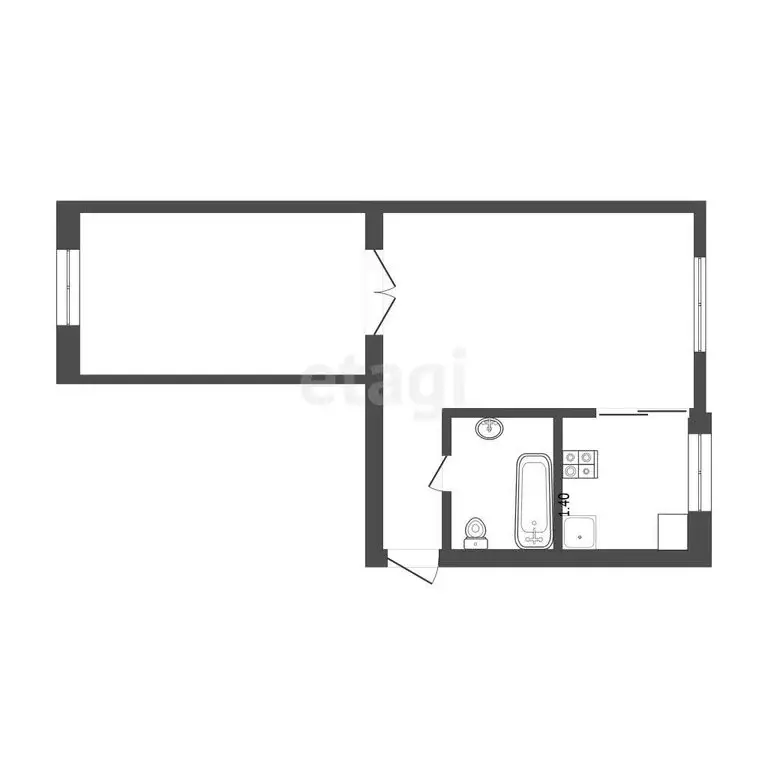 2-комнатная квартира: Самара, улица Гагарина, 95 (44 м) - Фото 2