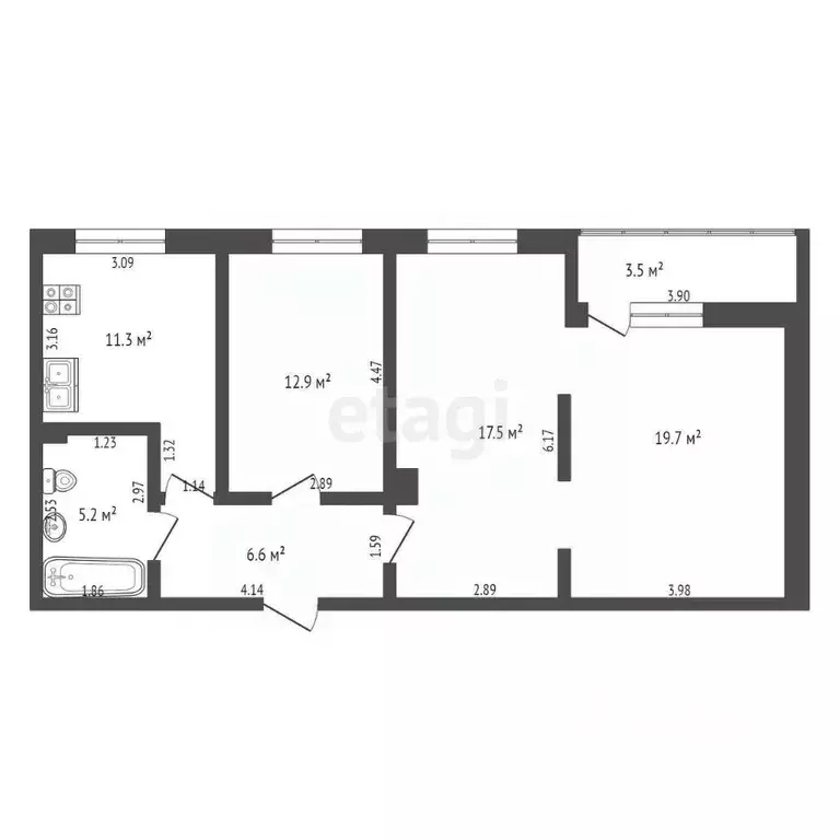 3-к кв. Ханты-Мансийский АО, Ханты-Мансийск Снежная ул., 1 (73.2 м) - Фото 1