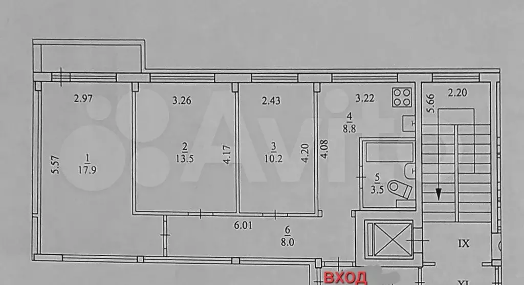 3-к. квартира, 61,9 м, 9/9 эт. - Фото 0