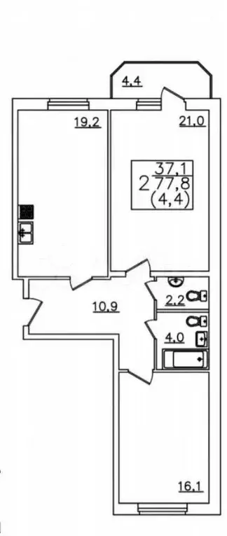 2-к. квартира, 77 м, 2/12 эт. - Фото 0