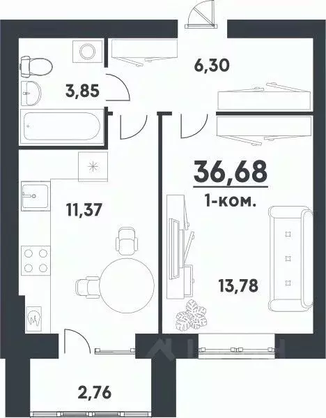 1-к кв. Волгоградская область, Волгоград Долина-2 жилрайон,  (36.68 м) - Фото 0
