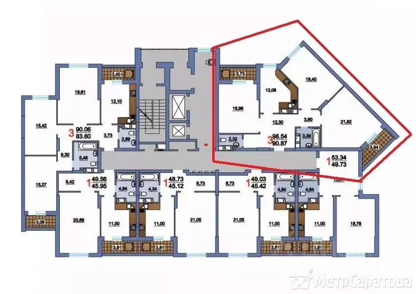 3-к кв. Саратовская область, Саратов Царицынский жилой комплекс, 3 ... - Фото 2