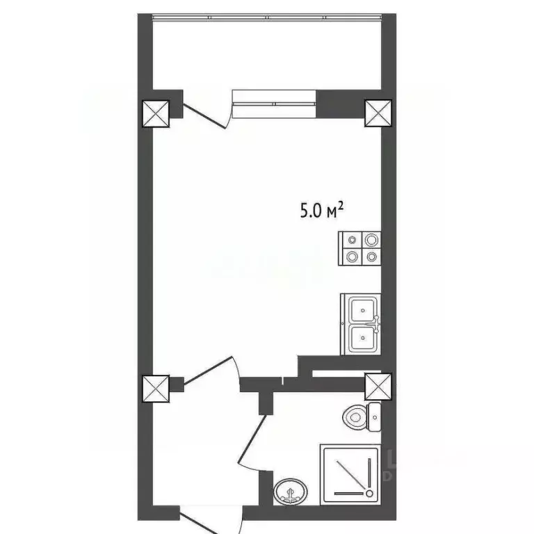 Студия Севастополь проезд Рубежный, 28 (25.0 м) - Фото 2
