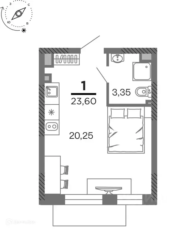 1-к кв. Рязанская область, Рязань Олимпийский городок мкр, 10 (23.6 м) - Фото 1