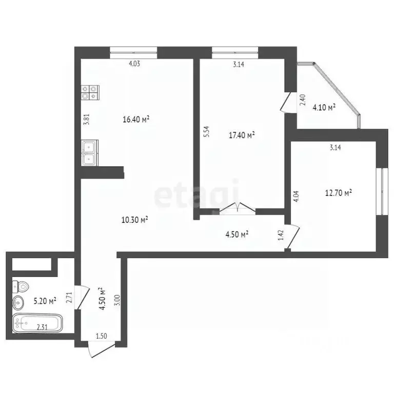 3-к кв. Ростовская область, Ростов-на-Дону ул. Скачкова, 64 (71.0 м) - Фото 1