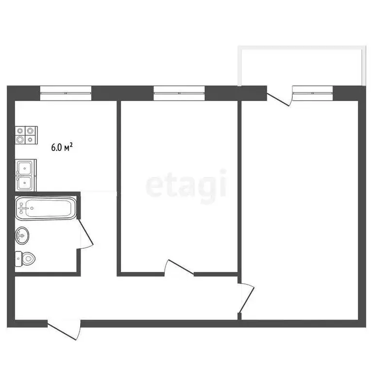 2-комнатная квартира: Новокузнецк, улица Клименко, 31 (41.7 м) - Фото 0