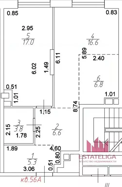 2-к кв. Москва Причальный проезд, 10к2 (56.1 м) - Фото 2