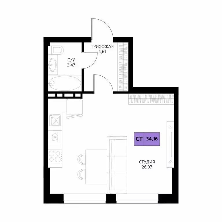 Квартира-студия: Республика Дагестан, Дербент (34.16 м) - Фото 1