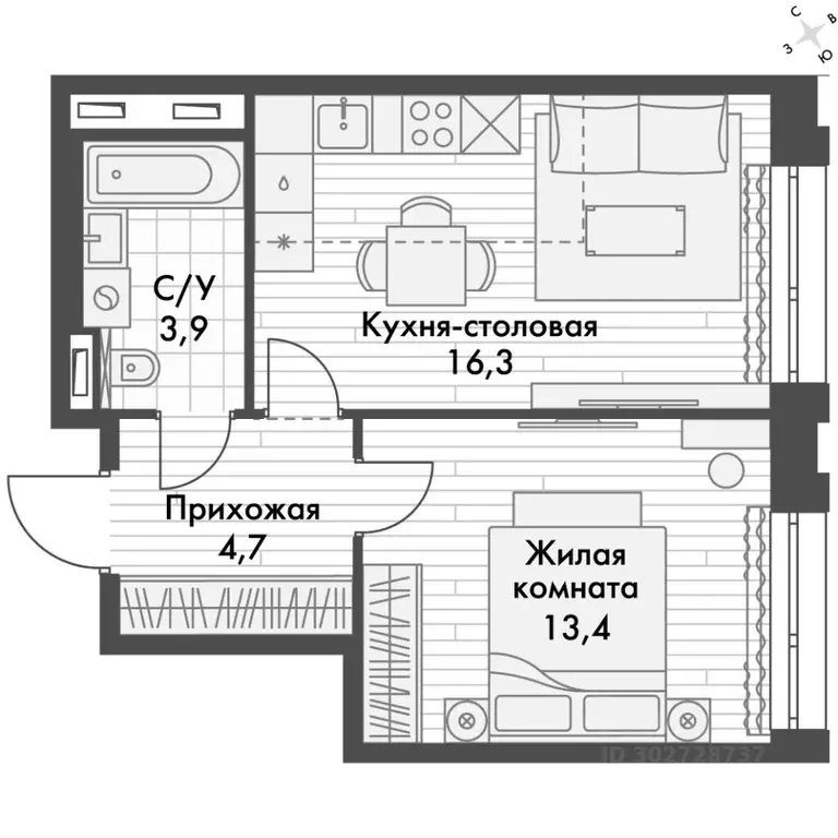 1-к кв. Приморский край, Владивосток ул. Крылова, 10 (38.3 м) - Фото 0