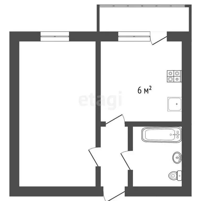 1-комнатная квартира: Ишим, улица Григорова, 28 (31.5 м) - Фото 0