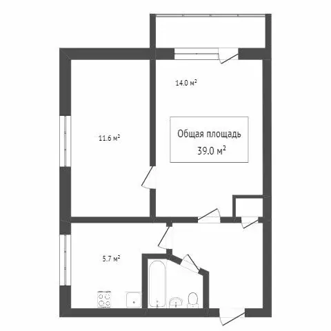 2-комнатная квартира: Томск, Карский переулок, 23 (38.5 м) - Фото 0
