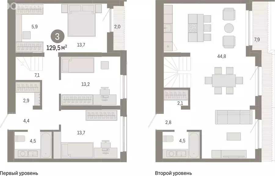 3-комнатная квартира: Новосибирск, Большевистская улица, с49 (129.52 ... - Фото 0