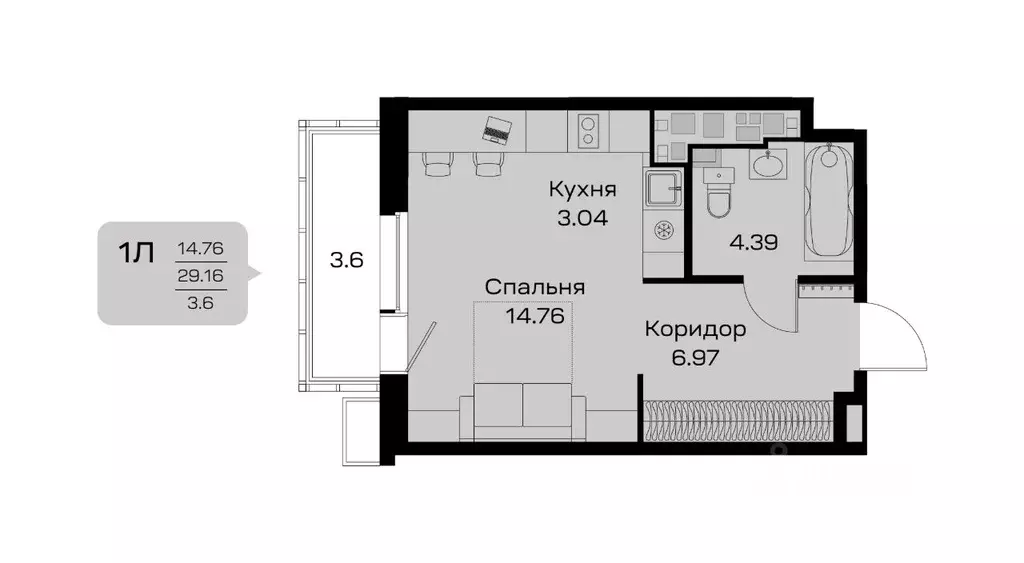 1-к кв. Ханты-Мансийский АО, Сургут ул. Семена Билецкого, 11 (32.88 м) - Фото 0