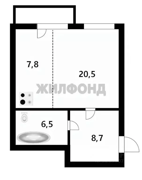 1-к кв. Новосибирская область, Новосибирск Вилюйская ул., 13 (43.5 м) - Фото 1