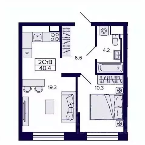 2-к кв. Хабаровский край, Хабаровск ул. Карла Маркса, 96/1 (40.42 м) - Фото 1