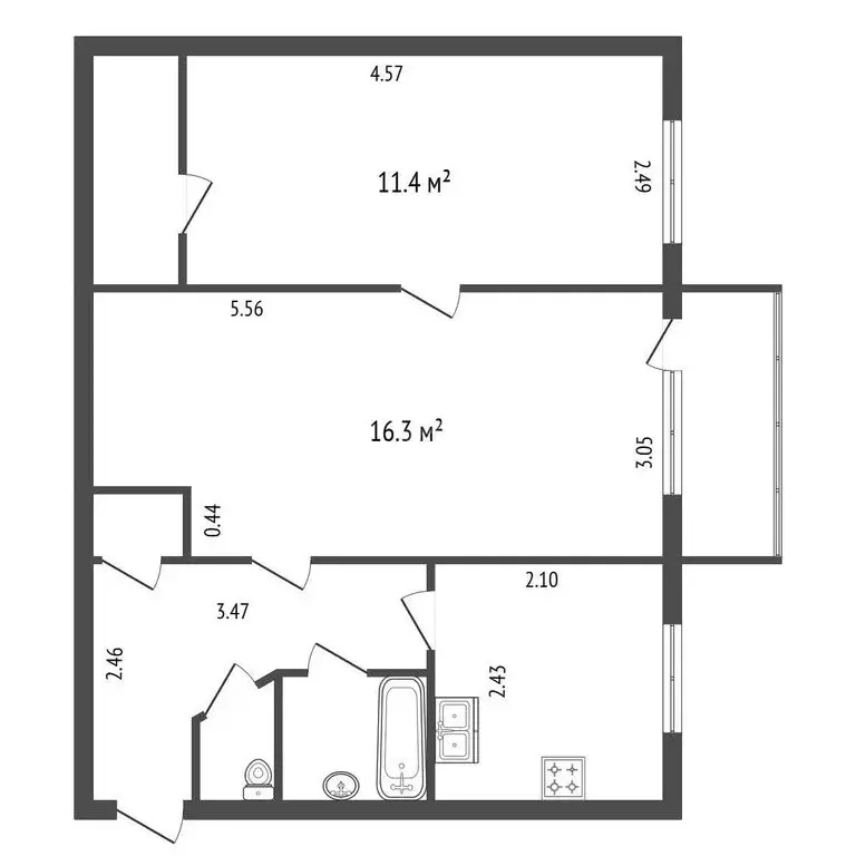 2-комнатная квартира: Санкт-Петербург, улица Шателена, 4 (43.5 м) - Фото 1