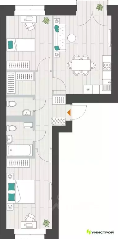 2-к кв. Татарстан, Казань Ачинская ул. (60.88 м) - Фото 1