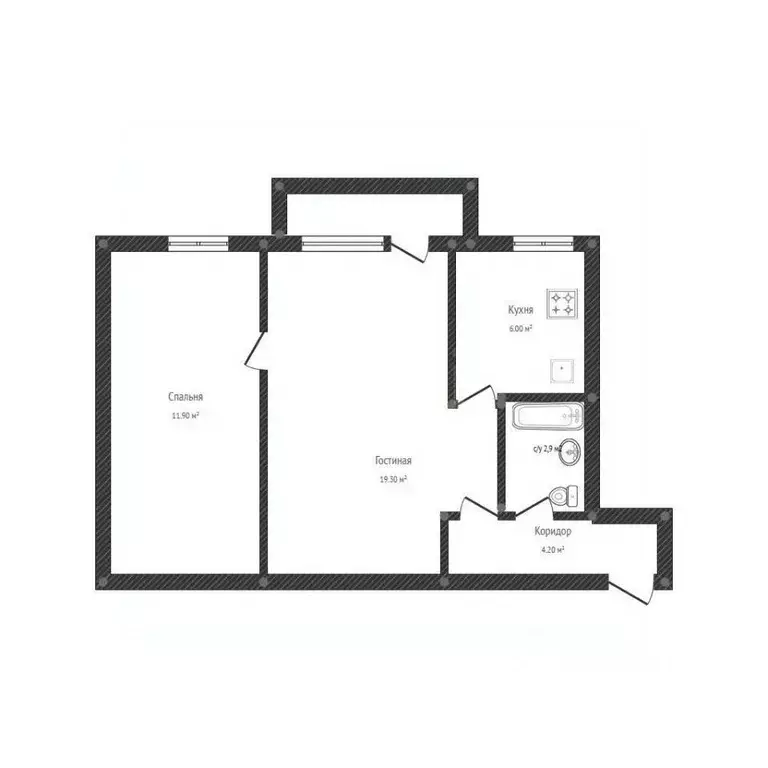 2-к кв. Башкортостан, Салават ул. Калинина, 32 (47.4 м) - Фото 2