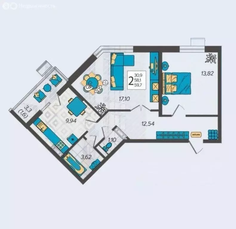 2-комнатная квартира: Анапа, улица Крылова, 13к1 (60 м) - Фото 0